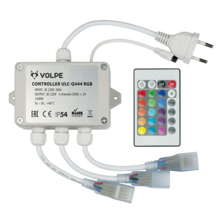 Контроллер ULC-Q444 RGB WHITE для управления светодиод. RGB ULS-5050 лентами 220В 3 вых. 1440Вт с пультом ДУ ИК  UL-00002275
