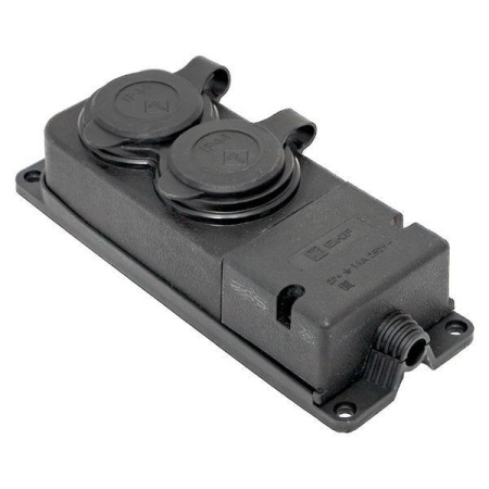 Колодка 2-м 16А IP44 2P+PE 230В с защ. крышками каучук PROxima  RPS-018-16-230-44-r