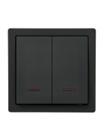 Выключатель 2-клав. с инд. LETO черн. бархат  752-4200-112