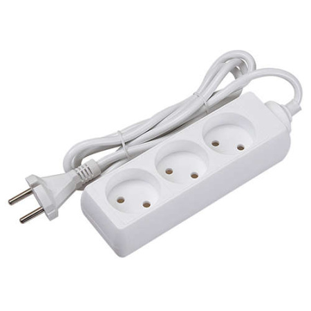 Удлинитель 3х1.5м 10А IP20 FE075-03-150 2.2кВт ПВС 2х0.75 защ. шторки  5000131