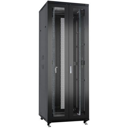 Шкаф монтажный телекоммуникационный напольный ND-05C-47U80/120-BK 19дюйм для распред. и серверн. оборудования 47U 800х1200х2277мм передн. и задн. двойн. перфорир. двери ручки с замком черн. (RAL 9004)  9754c