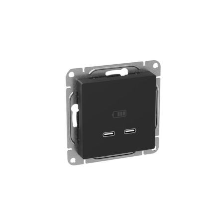 Розетка 2-м СП Эпика USB-C механизм черн.  UP1-SOB-2USBC