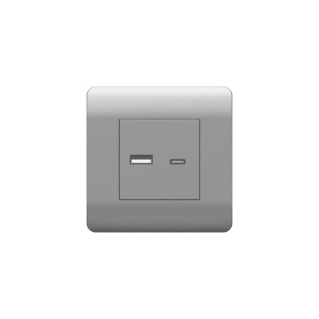 Розетка USB NEW3-E тип A+C 5В/2.1А серебр.  431451
