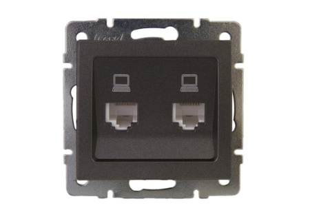 Розетка компьютерная 2-м Rain RJ45 механизм матов. черн. графит  703-4188-141