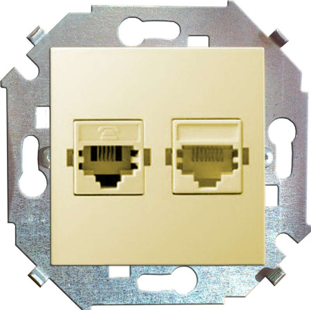 Розетка компьютерная + телефонная 2-м СП  15 RJ45 + RJ11 кат.5E Systimax механизм сл. кость  1591590-031