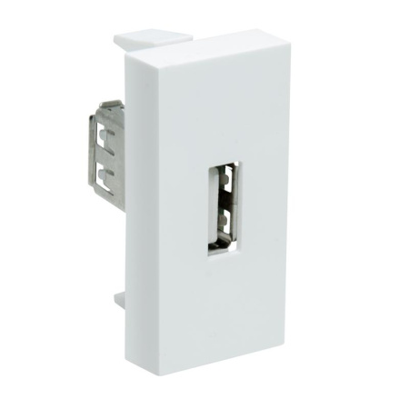 Розетка модульная USB 45х22.5мм бел.  АДЛ 13-907