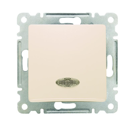 Выключатель 1-кл. СП Lillium IP20 с подсветкой механизм крем.  30010021