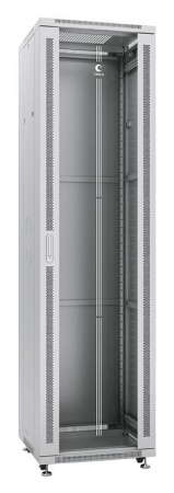 Шкаф монтажный телекоммуникационный напольный SH-05C-47U60/100 19дюйм для распред. и серверн. оборудования 47U 600х1000х2277мм передн. стеклян. и задн. сплошн. метал. двери ручка с замком сер. (RAL 7035)  7160c