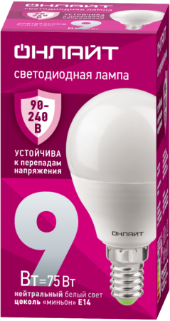 Лампа светодиодная 90 421 OLL-G45-9-230-4K-E14-FR (PRO 90-240В)  90421