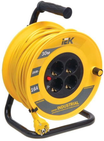 Удлинитель на катушке 4х30м с заземл. 16А IP20 Industrial УК30 3х1.5 термозащита  WKP15-16-04-30