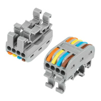 Клемма строительно-монтажная СМК проходная 222-424D 4п 0.08-4кв.мм с креплением на DIN-рейку сер. (уп.50шт)  07-5237