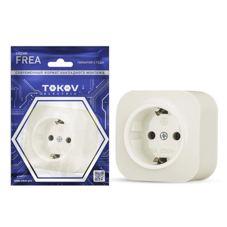 Розетка 1-м ОП Frea 16А IP20 250В с заземл. АБС-пластик беж.  TKE-FR-R1Z-C02