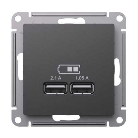 Розетка USB AtlasDesign тип A+A 5В/2.1А 2х5В/1.05А механизм базальт SE ATN001433
