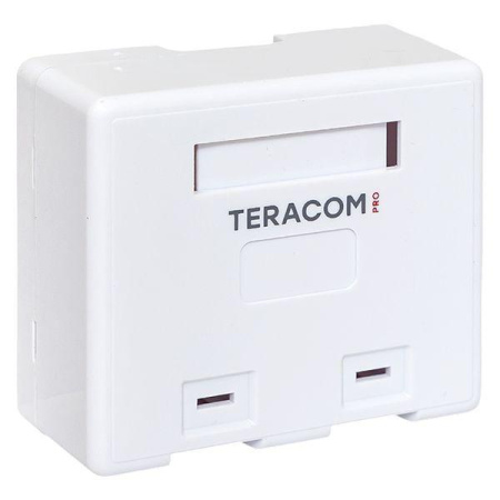 Корпус розетки настенной на 2 модуля Keystone со шторками и маркерами бел. TERACOM PRO  TRP-EBOX-2KSTN-WH