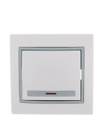 Выключатель 1-кл. СП Mira 10А IP20 с подсветкой с сер. вставкой бел.  701-0215-111