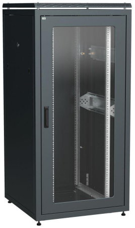 Шкаф сетевой LINEA N 33U 800х800мм стекл. передняя дверь задняя металлическая черн.  LN05-33U88-GM