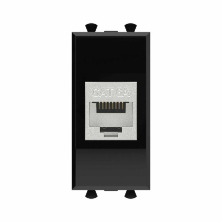 Розетка компьютерная 1мод. Avanti "Черный квадрат" RJ45 кат.6A без шторок экранир. модульная механизм  4402771