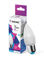 Лампа светодиодная 7.5Вт свеча 6500К холод. бел. E27 220В  LkecLED7.5wCNE2765