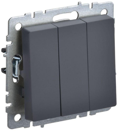Выключатель 3-кл. СП BRITE ВС10-3-0-БрГ 10А механизм графит  BR-V30-0-10-K53