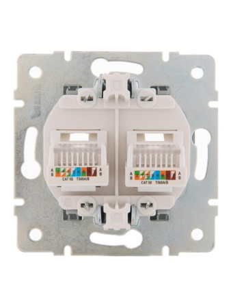 Розетка компьютерная 2-м СП Karina RJ45 механизм матов. серебр.  707-4388-141