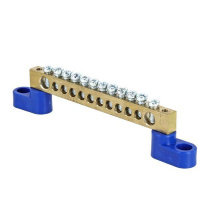 Шина нулевая N 8х12 12 отвер. латунь 2 син. угловых изолятора PROxima  sn0-125-12-2