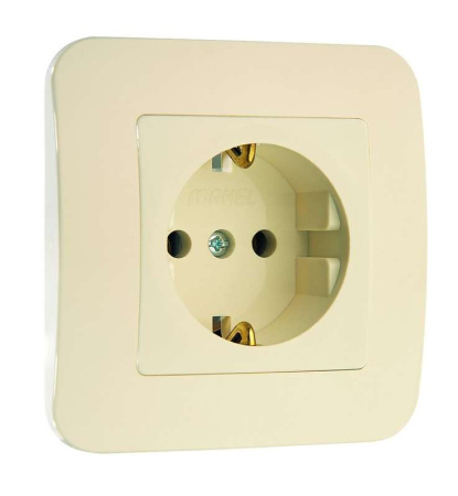 Розетка 1-м СП Lillium 16А IP20 с заземл. крем./крем.  70228