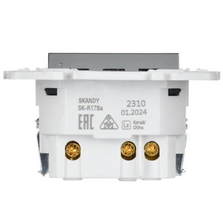 Розетка SKANDY 18Вт 16А с заземл. защ. штроки с USB C SK-R17N никель  SK-R14-16-U14-018-K50