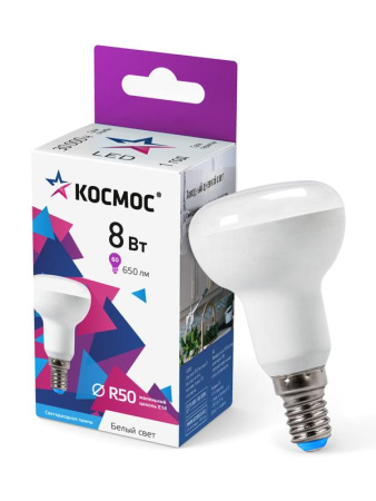 Лампа светодиодная R50 8Вт 6500К E14 220В  Lksm_LED8wR50E1465