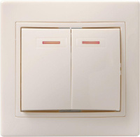 Выключатель 2-кл. СП Кварта 10А IP20 ВС10-2-1-ККм с индикацией крем.  EVK21-K33-10-DM