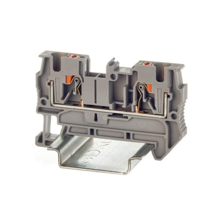 Клемма проходная зажим push-in 2 точки подключения 4кв.мм сер.  VPR-4-GY