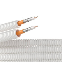 Элетротруба из ПЛЛ не содержит галогенов гибкая гофрированная d20мм с коаксиальным кабелем SAT нг(А)-HF (уп.50м) бел.  8VE82050HF