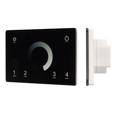 Панель Sens SMART-P79-DIM Black 230В 4 зоны 2.4G IP20 пластик  028399