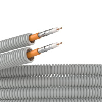 Электротруба ПВХ гибкая гофрированная d20мм с коаксиальным кабелем SAT нг(А)-HF (уп.25м) сер.  9VE92025