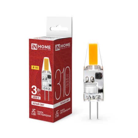 Лампа светодиодная LED-JC-COB 3Вт 12В G4 4000К 310лм  4690612060231