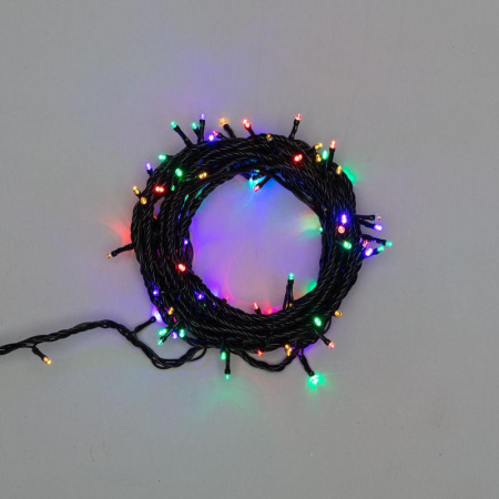 Гирлянда светодиодная управляемая"Нить" 10м 100LED мультиколор 10Вт 220-240В IP65 8 режимов провод ПВХ черн. (нужен контроллер 217-204)  303-139