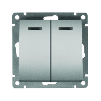 Выключатель 2-кл. СП Афина 10А IP20 с подсветкой механизм серебр.  A0123-S