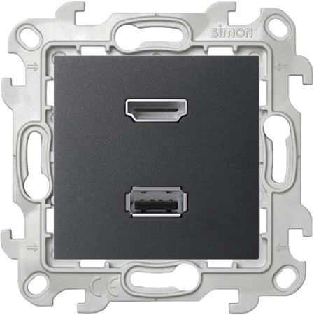Розетка HDMI + USB 2.0 2-м СП  24 IP20 коннектор механизм графит  2411095-038