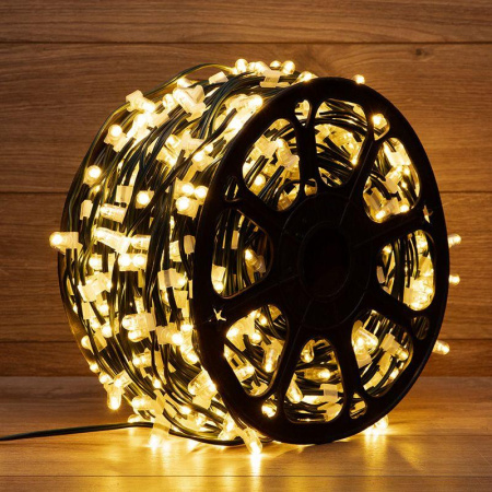 Гирлянда светодиодная "LED ClipLight" 1.5м 665LED тепл. бел. 80Вт 12В IP65 трансф. в компл. провод ПВХ темн. зел. (уп.100м)  325-126