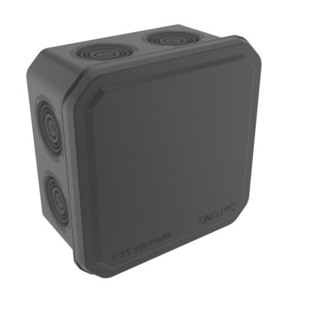 Коробка ответвительная с 8+2 кабельными вводамиd25/20мм IP55 100х100х50мм черн.  53800B