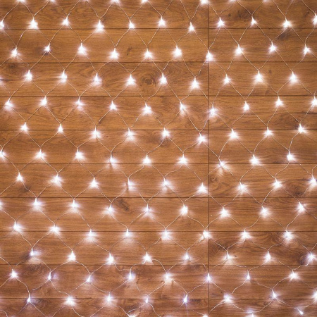 Гирлянда светодиодная "Сеть" 1.8х1.5м 180LED бел. 15Вт 220-240В IP20 с контроллером 8 режимов провод ПВХ прозр.  215-135