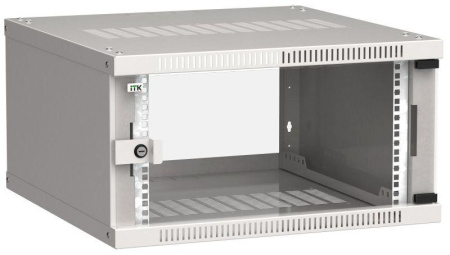 Шкаф LINEA WE 6U 600x600мм дверь стекло сер.  LWE3-06U66-GF