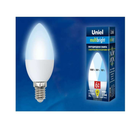 Лампа светодиодная LED-C37-6W/NW/E14 /FR/MB PLM11WH Multibright 6Вт свеча матовая 4000К нейтр. бел. E14 100-50-10 (упак. картон)  UL-00002374
