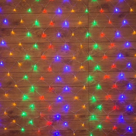 Гирлянда светодиодная "Сеть" 1х1.5м 96LED мультиколор 12Вт 220-240В IP20 с контроллером 8 режимов провод ПВХ прозр.  215-119-6