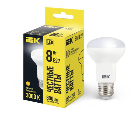 Лампа светодиодная Eco R63 8Вт 3000К тепл. бел. E27 720лм 230-240В  LLE-R63-8-230-30-E27