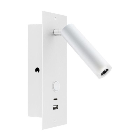 Светильник SP-BED-CHARGE-BUILT-S80х230-3W Warm3000 WH 20 deg 230В USB-A USB-C IP20 металл  046881