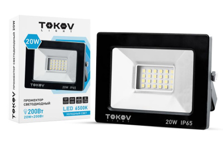 Прожектор светодиодный 20Вт 1300лм 6500К IP65 черн. (TKL)  TKL-FL/LED-20-6.5K-IP65