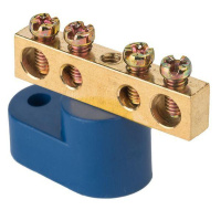 Шина нулевая N 6х9 4 отвер. латунь син. угловой изолятор PROxima  sn0-63-04-1