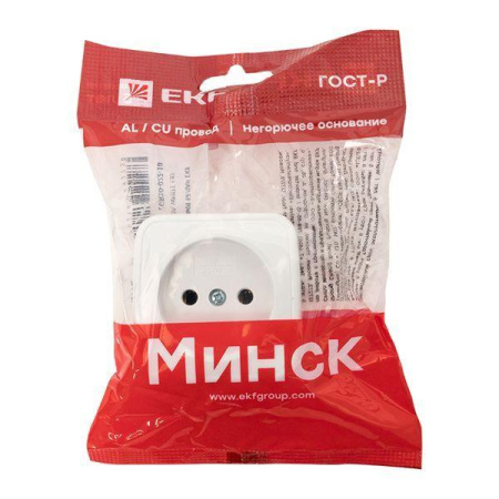 Розетка 1-м ОП Минск 10А IP20 без заземл. бел. Basic  EGR10-022-10