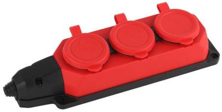 Колодка удлинителя 3-м с заземл. 16А IP44 K-3e-RED-IP44 каучук красн.  Б0044552