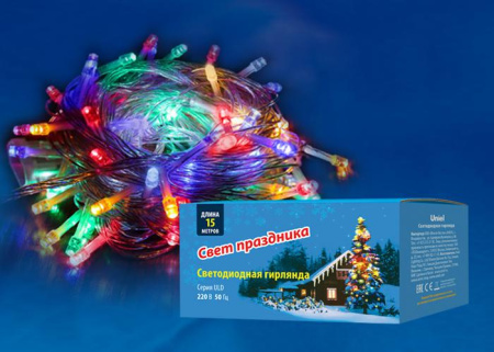 Гирлянда светодиодная ULD-S1500-100/DTA MULTI IP20 с контроллером 15м разноцвет. свет провод прозр.  UL-00005252